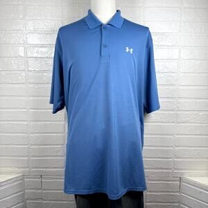 Under Armour Polo Shirt Mens 2XL Blue Stretch Moisture-Wicking Golf Performance